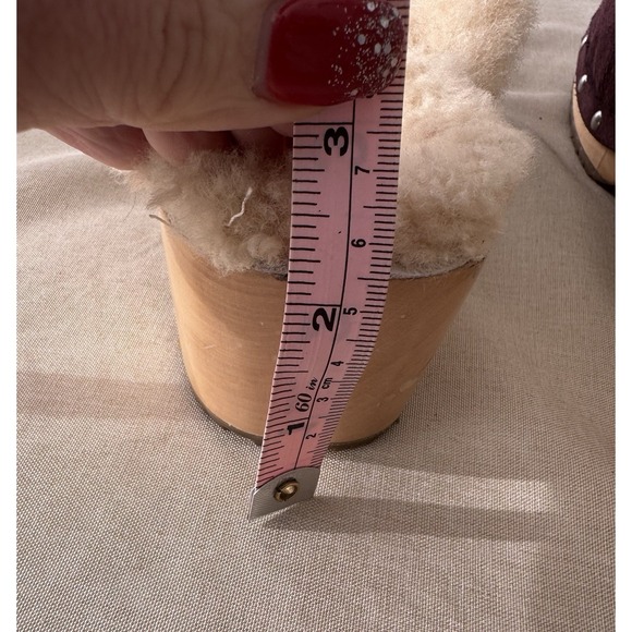 UGG Australia Shearling Clogs Womens 10 Plum Suede Wood Sole Slip On Fur Lined - Picture 7 of 16